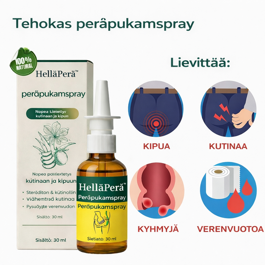 HelläPerä™ – Nopeasti lievittävä yrttisuihke peräpukamien hoitoon