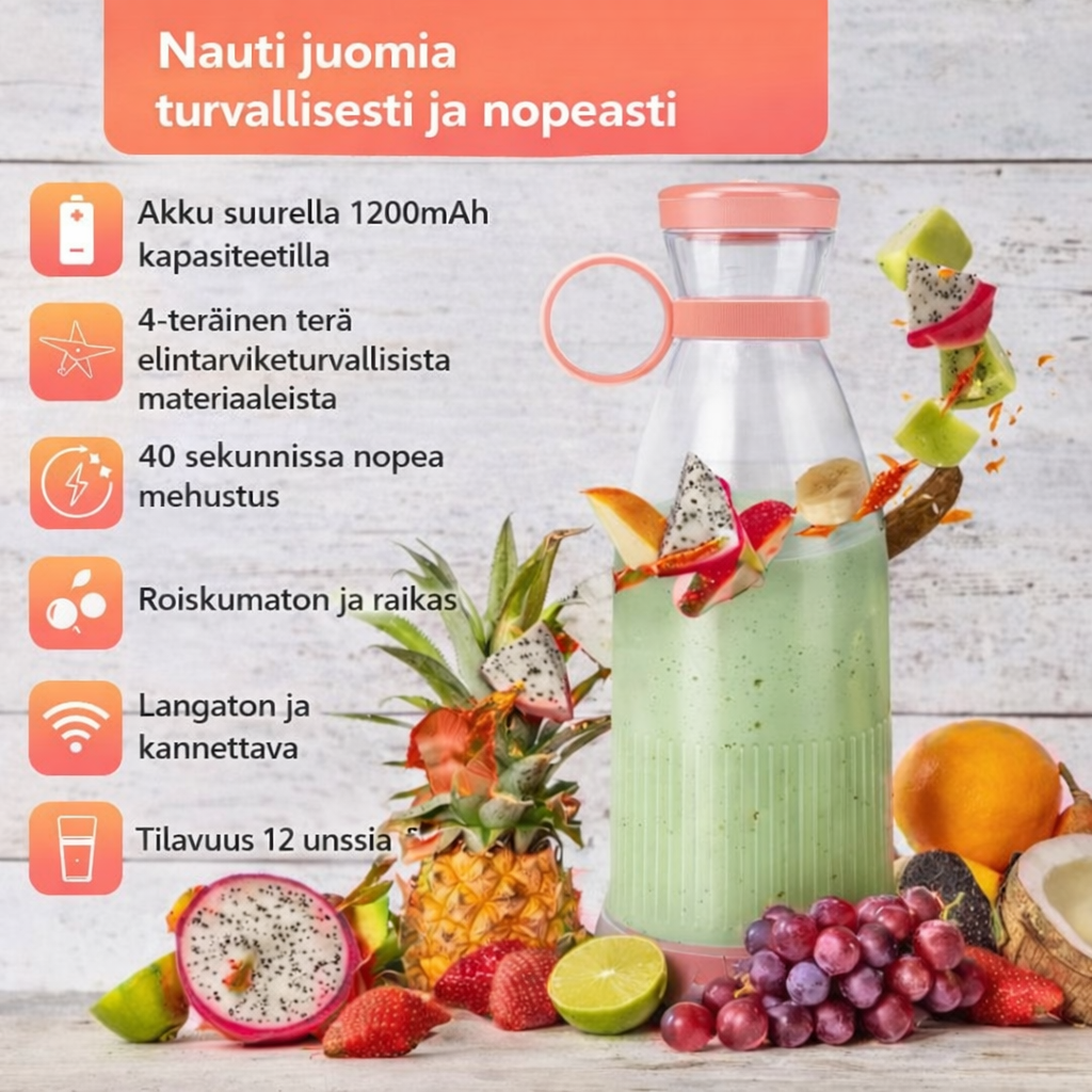 RaikasMix™ - Kannettava tehosekoitin tuoreisiin smoothieihin liikkeellä