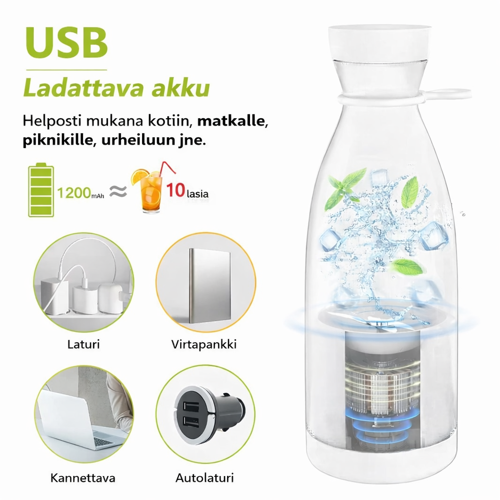 RaikasMix™ - Kannettava tehosekoitin tuoreisiin smoothieihin liikkeellä